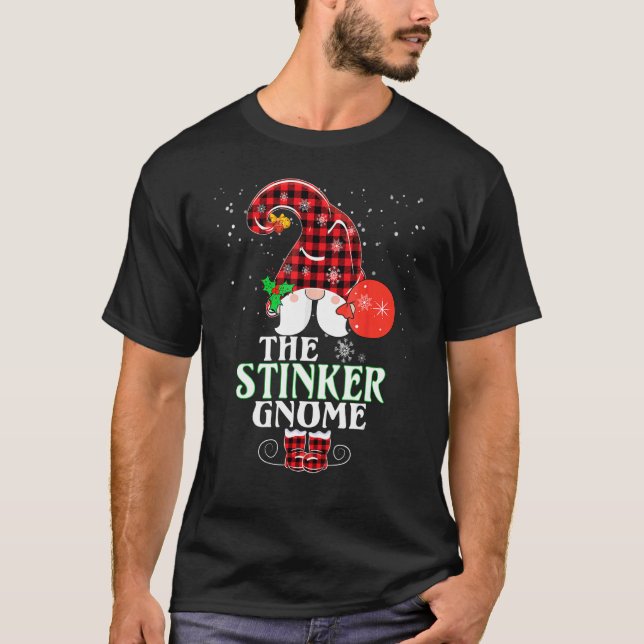 Stinker Gnome Buffalo Kariert Matching Family Chri T-Shirt (Vorderseite)