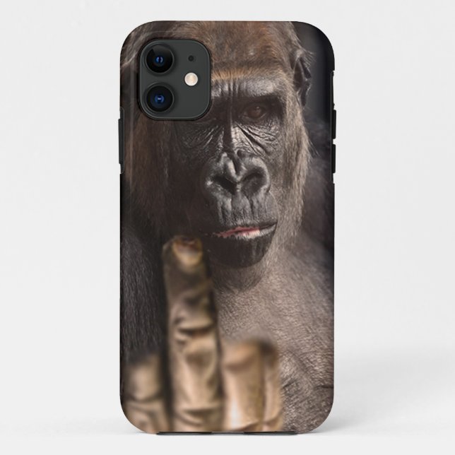 Stinkfinger Gorilla drehte die Vogelzelle Case-Mate iPhone Hülle (Rückseite)