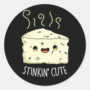 Stinkin Niedlich Funny Cheese Pun Dark BG Runder Aufkleber
