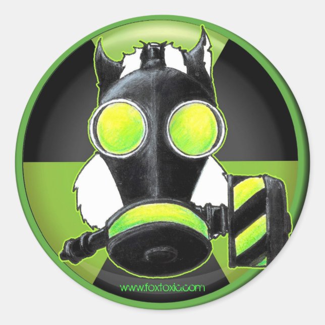Stinktier, das Gasmask. trägt Runder Aufkleber (Vorderseite)