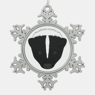Stinktier-Gesicht Schneeflocken Zinn-Ornament