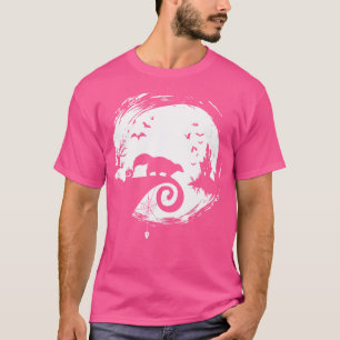 Stinktier Halloween Mond Silhouette Gruseliger Hor T-Shirt