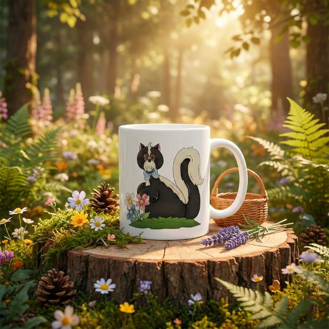 Stinktier mit Blumen Kaffeetasse (Von Creator hochgeladen)