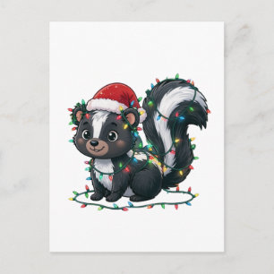 Stinktier-Weihnachtsmannhut Weihnachtslichter Lust Postkarte