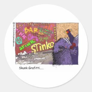 Stinktiersgraffiti Lustige Cartoon Geschenke & T-S Runder Aufkleber