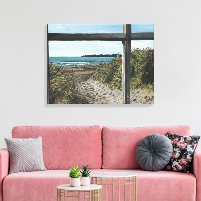 Stinson Beach Aquarellbilder - Kalifornien Leinwanddruck (Insitu (Wohnzimmer))