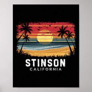 Stinson Beach Kalifornien Surfbrett Strand Poster
