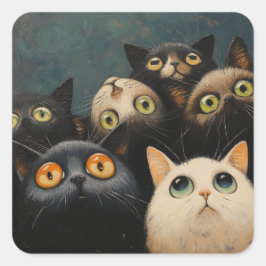 Stipendiatenkatze mit Top-View: Quintessenz Quadratischer Aufkleber
