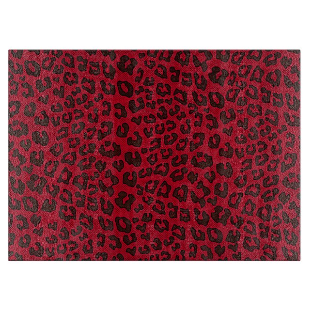 Stippled Cranberry Red Leopard Print Schneidebrett (Vorderseite)