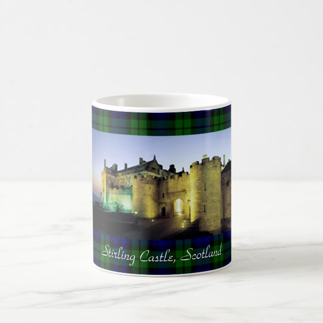 Stirling Castle Illuminated Tartan Border Kaffeetasse (Mittel)