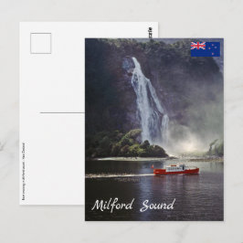 Stirling fällt in Milford Sound - Neuseeland Postkarte