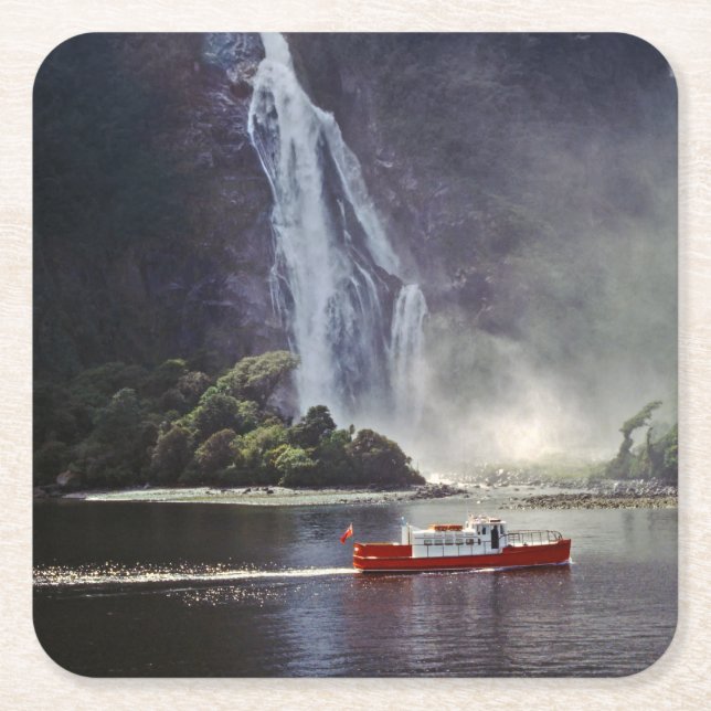 Stirling fällt in Milford Sound - Neuseeland Rechteckiger Pappuntersetzer (Vorderseite)