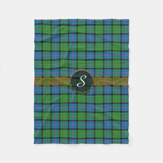 Stirling Tartan und Monogramm Fleecedecke (Vorderseite)