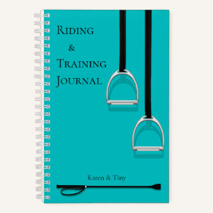 Stirrup Irons & Riding Crop Aqua Medium Reittier Notizbuch