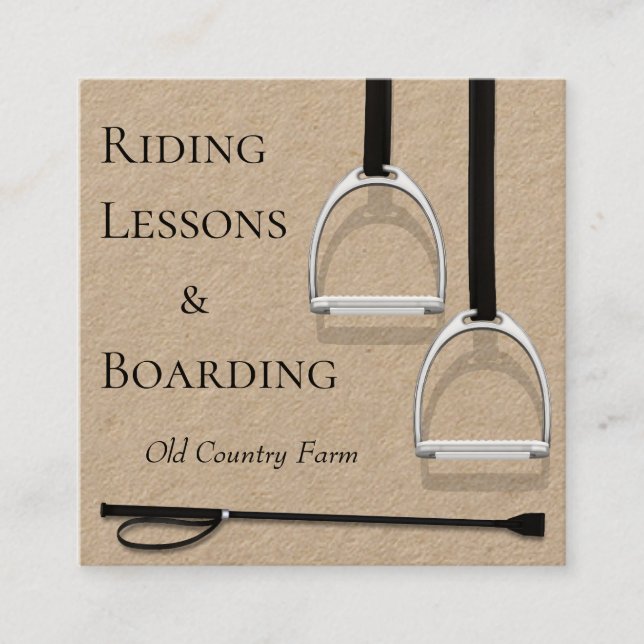 Stirrup Irons & Riding Crop Reittiere Schwarzer Te Quadratische Visitenkarte (Vorderseite)