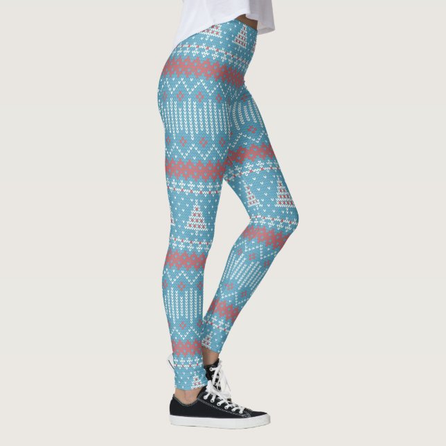 Stitch 10 Weihnachtsbaumen Blue ID208 Leggings (Rechts)