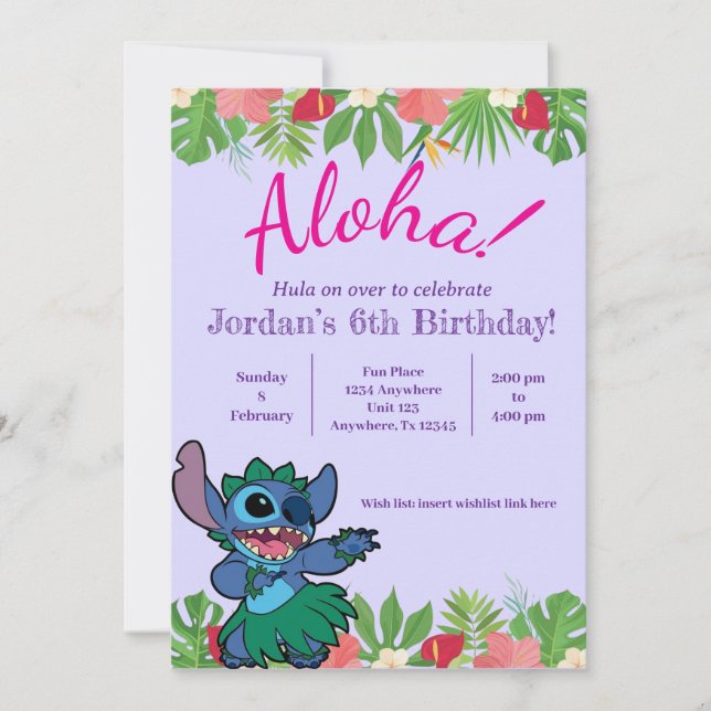 Stitch Birthday Invitation (Devant)