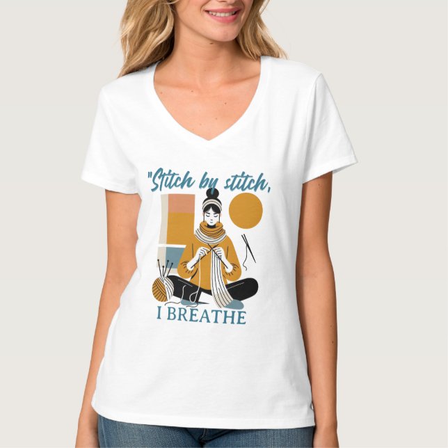 Stitch by Stitch I Breathe – Frase emocional para  T-Shirt (Vorderseite)