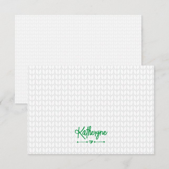 Stitch für grünen Personalisierten Strick Mitteilungskarte (Vorne/Hinten)