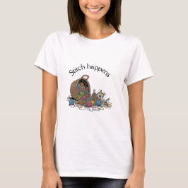 Stitch Happens - Funny Cat & Yarn Crochet T-Shirt