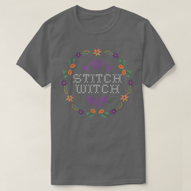 Stitch Hexe Funny Needlepoint T-Shirt (Design vorne)