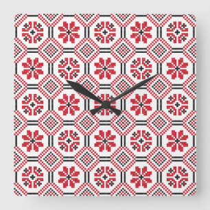 Stitch pattern quadratische wanduhr