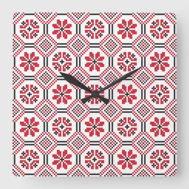 Stitch pattern quadratische wanduhr (Vorderseite)