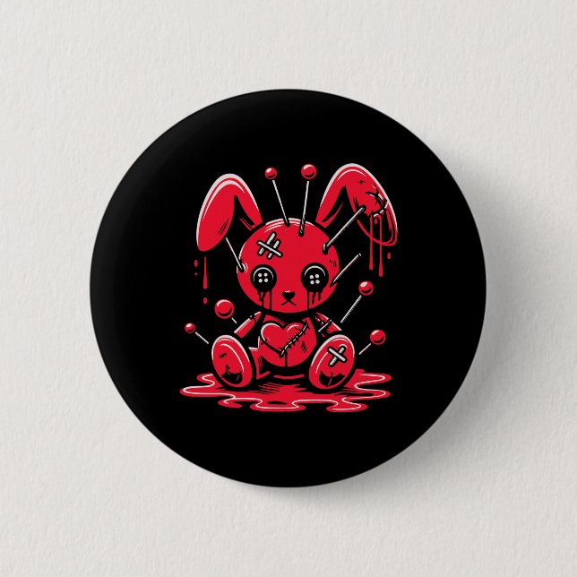 Stitched Bunny Rabbit Pastel Goth Anime Kawaii Got Button (Vorderseite)