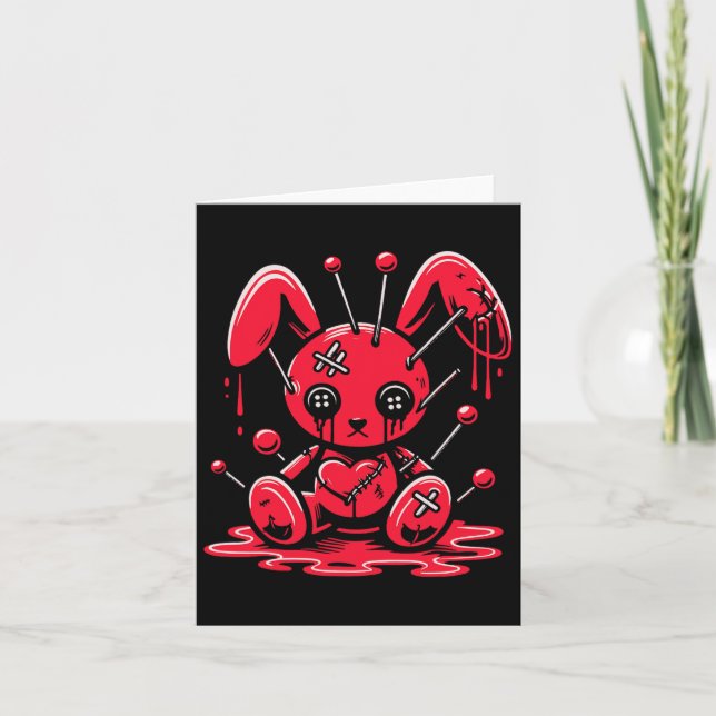Stitched Bunny Rabbit Pastel Goth Anime Kawaii Got Karte (Vorderseite)