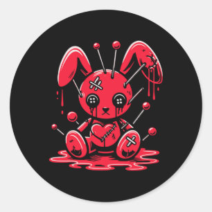 Stitched Bunny Rabbit Pastel Goth Anime Kawaii Got Runder Aufkleber