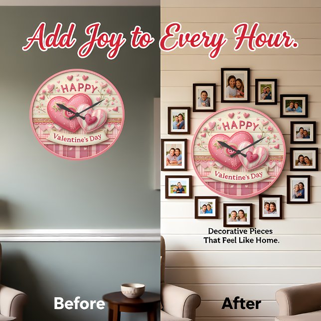 Stitched Fabric Heart Valentine Große Wanduhr (Von Creator hochgeladen)