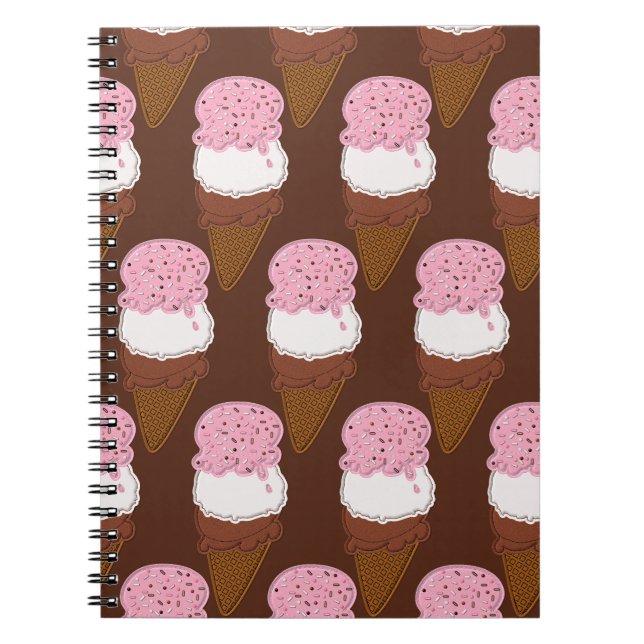 Stitched-Neapolitan-Ice-Cream-Cones-2-NOTEBOOK Notizblock (Vorderseite)