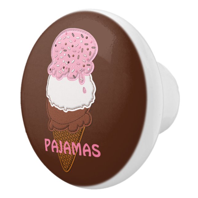 Stitched-Neapolitan-Ice-Cream-Cones-2-PULL KNOB Keramikknauf (Rechts)