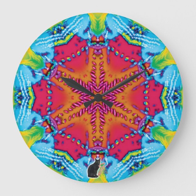 Stitches Kaleidoskop Große Wanduhr (Vorderseite)