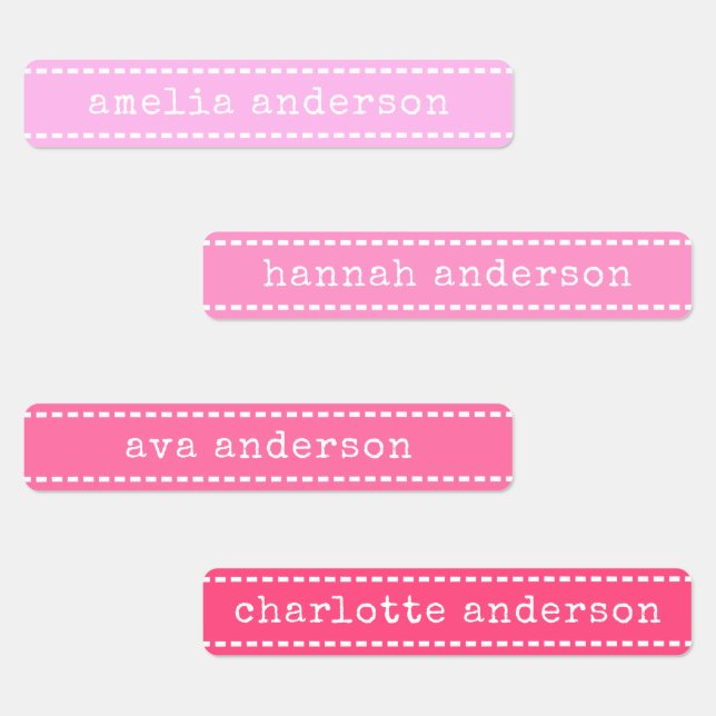 Stitches Pretty Pink Girls Waterproof Name Label Etiketten (Gruppe)