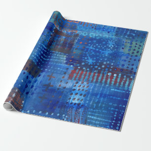 Stitching Patchwork Blue Indigo Geschenkpapier