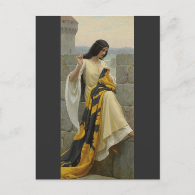 Stitching the Standard von Edmund Leighton, c. 191 Postkarte (Vorderseite)
