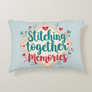 Stitching Together Erinnerungen Stickerei Art Dekokissen