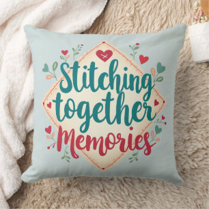 Stitching Together Erinnerungen Stickerei Art Kissen