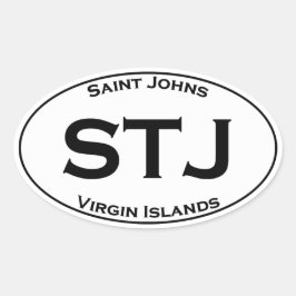 STJ - Saint Johns Jungfrau Islands Euro Style Oval Ovaler Aufkleber