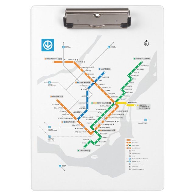 STM Montreal Metro U-Bahn Karte weiß HD Klemmbrett (Vorderseite)
