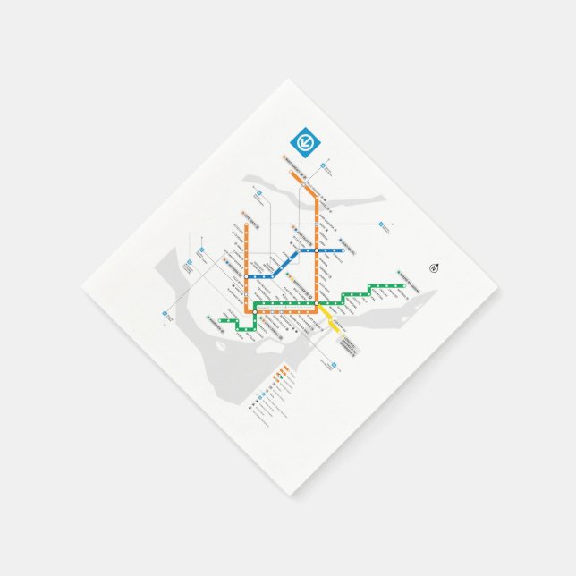 STM Montreal Metro U-Bahn Karte weiß HD Serviette (Ecke)
