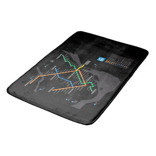 STM U-Bahn-Karte Montreal Schwarz Hintergrund HD Badematte