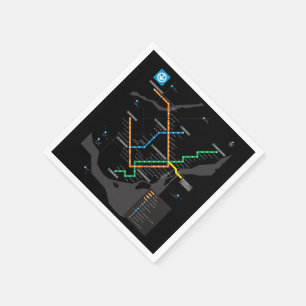 STM U-Bahn-Karte Montreal Schwarz Hintergrund HD Serviette