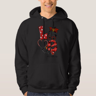 Stna Nurse Kariert Leopard Liebe Heart Messy Bun R Hoodie