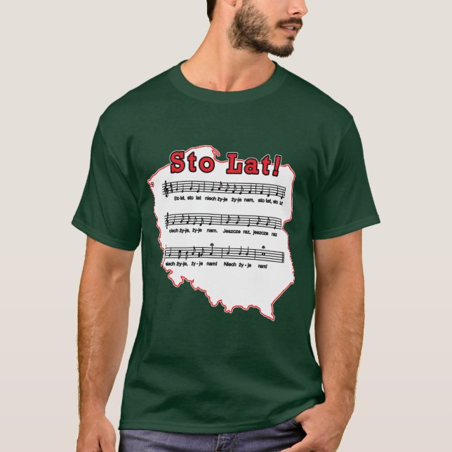 Sto Lat! Lied-polnische Karte T-Shirt (Vorderseite)