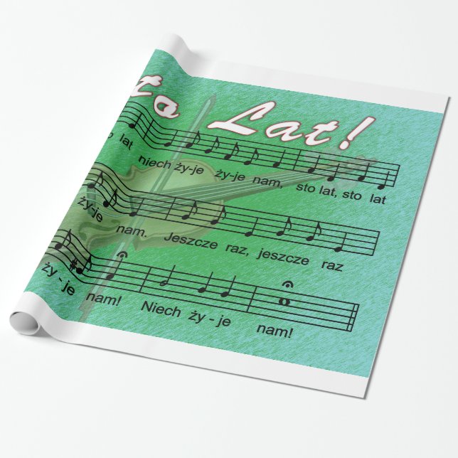 Sto Lat Song mit Fiddle Geschenkpapier (Ungerollt)