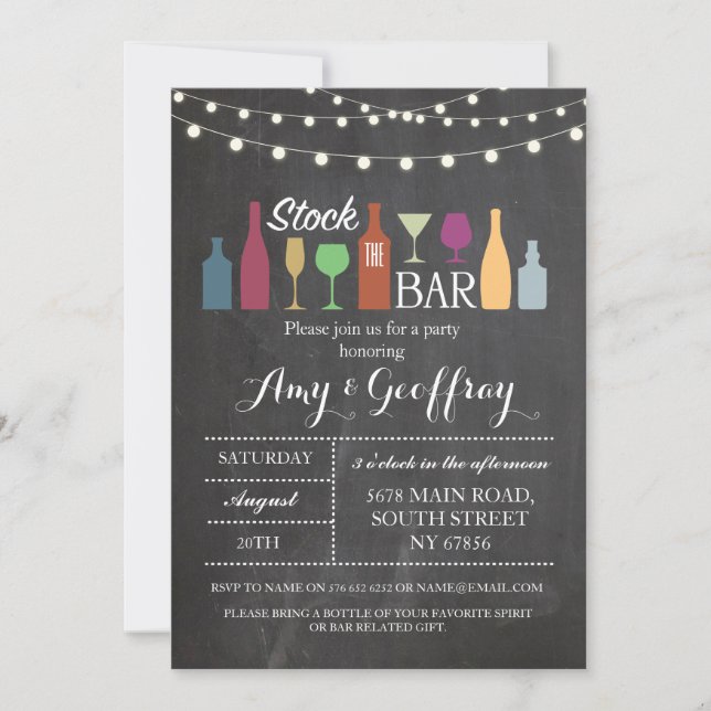 Stock Bar Chalk Party Verlobung Einladung (Vorderseite)