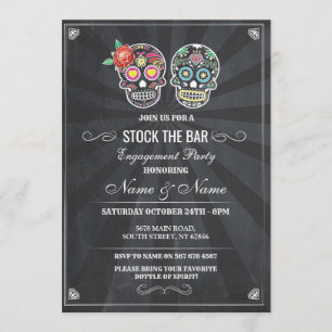 Stock Bar Sugar Skulls Halloween Chalk Invite Einladung
