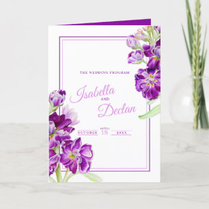 Stock Blume lila Aquarellkunst Hochzeit Programm
